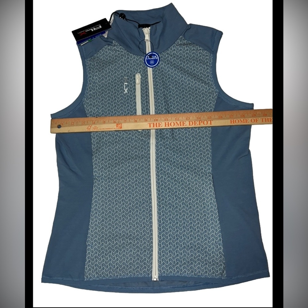 RLX Golf Techy Terry Outerwear Blue Multi Full Zip Vest - Picture 3 of 13